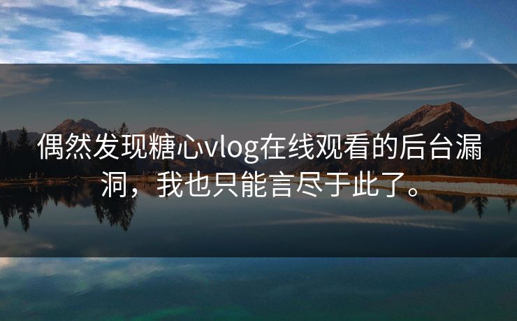 偶然发现糖心vlog在线观看的后台漏洞，我也只能言尽于此了。