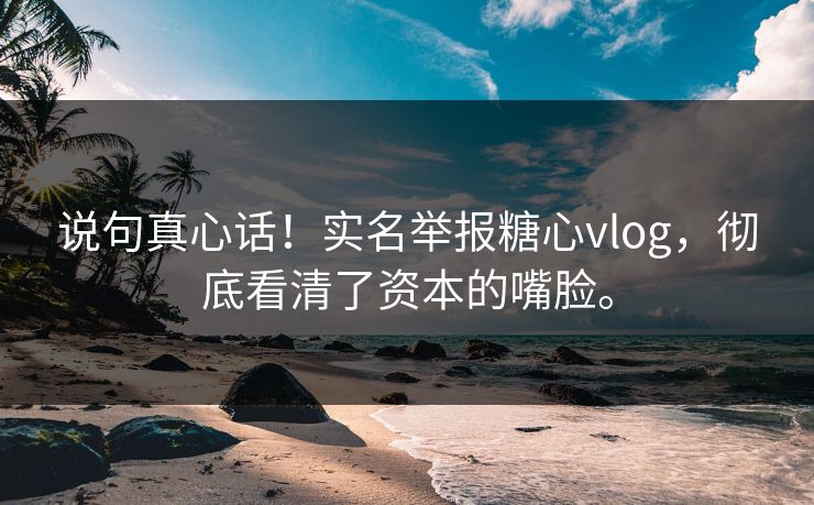 说句真心话！实名举报糖心vlog，彻底看清了资本的嘴脸。