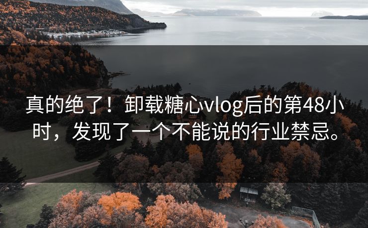 真的绝了！卸载糖心vlog后的第48小时，发现了一个不能说的行业禁忌。