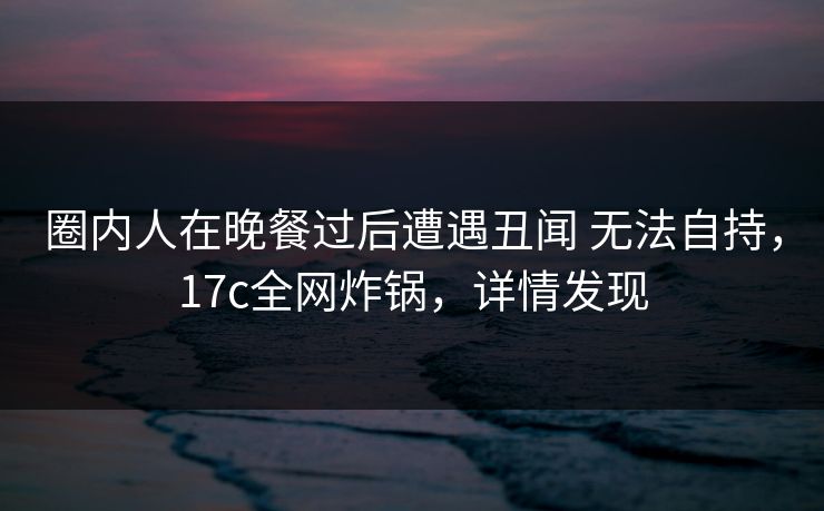 圈内人在晚餐过后遭遇丑闻 无法自持，17c全网炸锅，详情发现